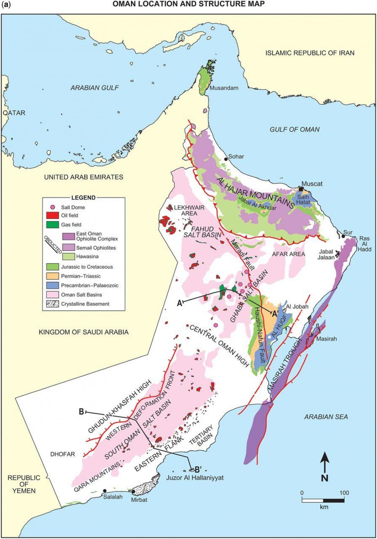 карта на Оман геологија